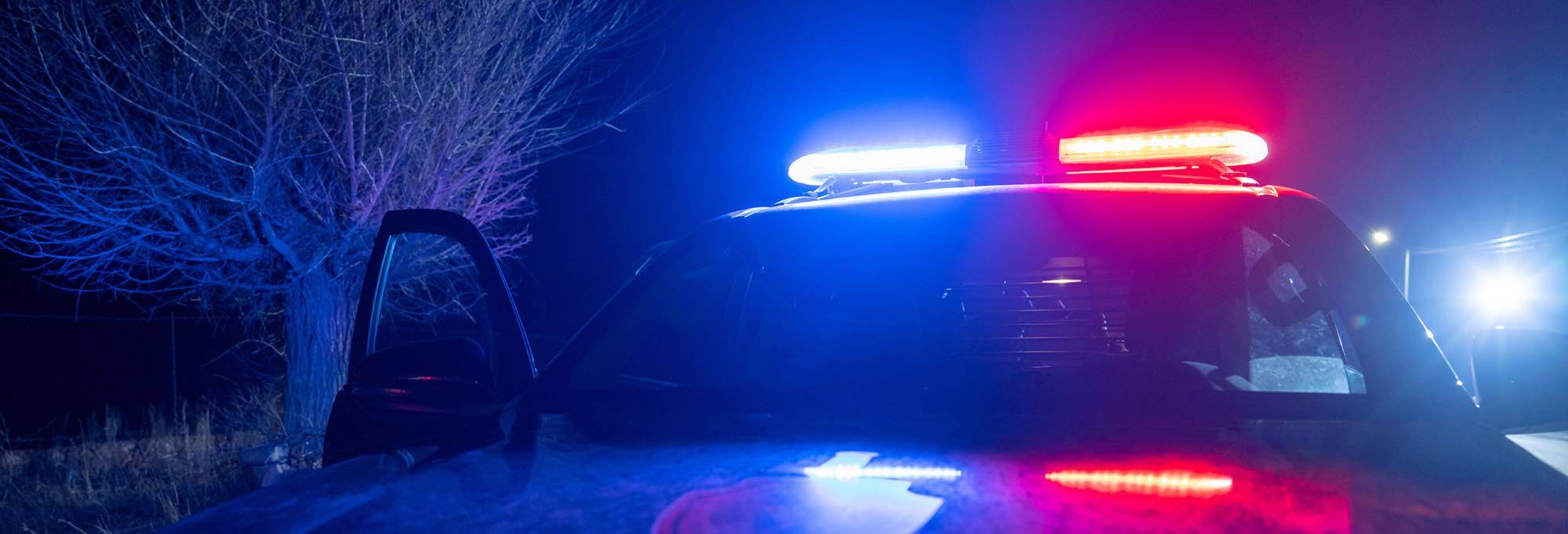 Police car with lights on