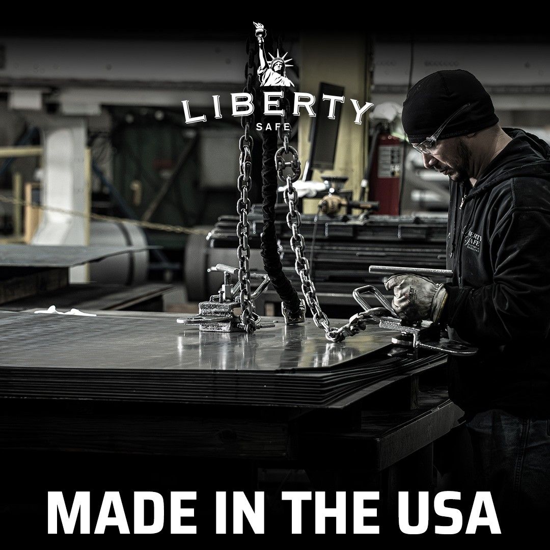 A worker fabricating metal with chains and tools, featuring 