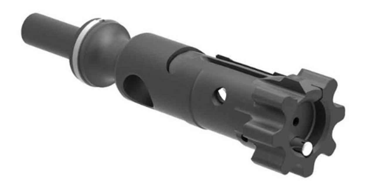 Black mechanical component with a cylindrical shape and multiple openings.
