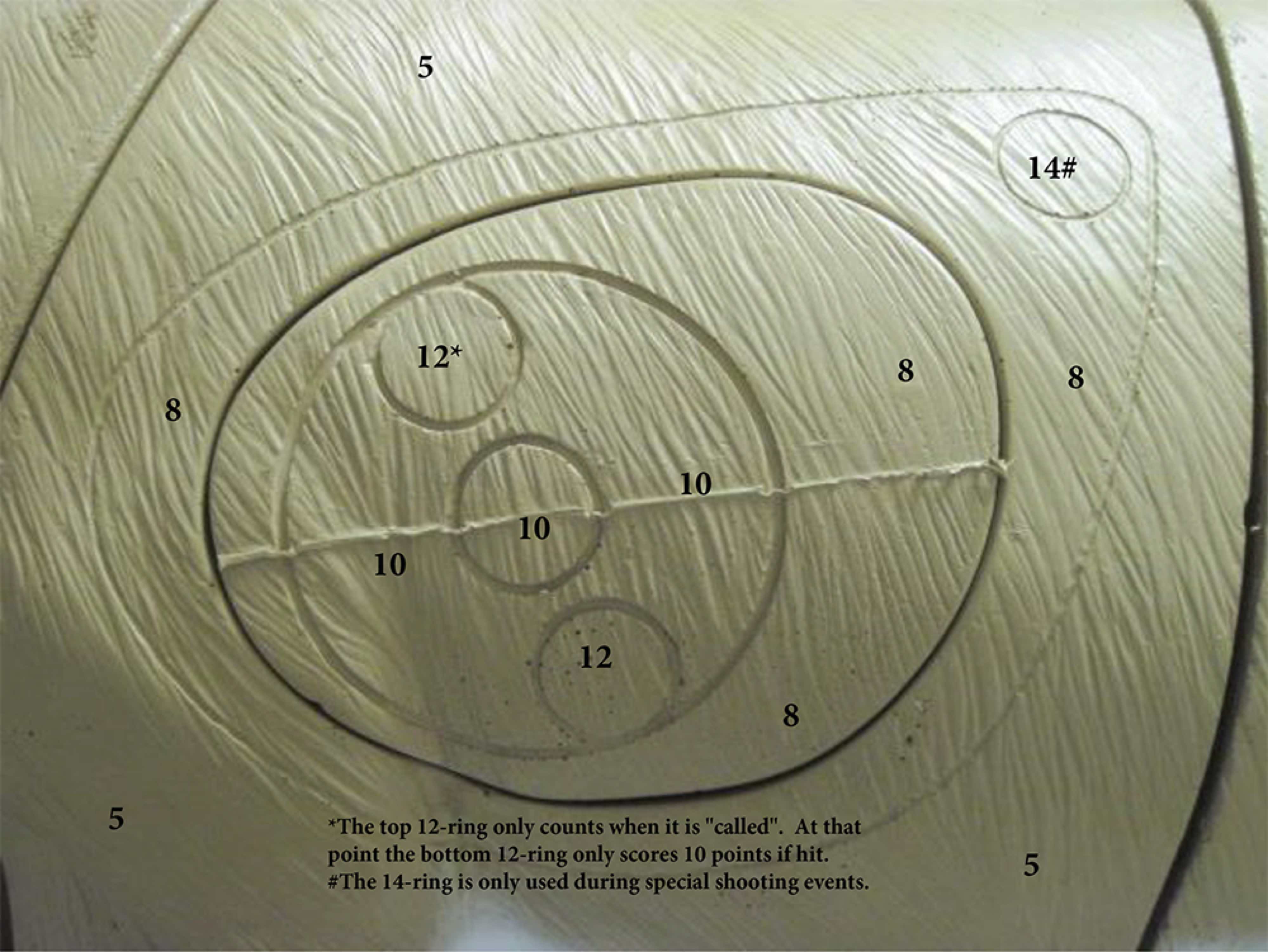 Target practice diagram with numbered scoring rings and instructions.
