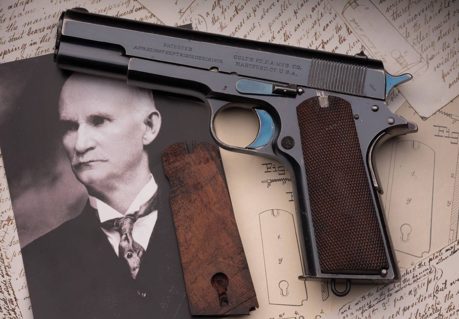 Rare and historic Colt Model 1910 John Browning prototype semi-automatic pistol, Serial Number 3, from the Dr. Robert Azar Collection