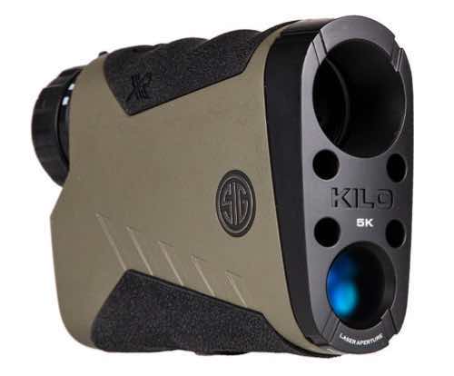 A compact rangefinder with a sleek design and digital display.