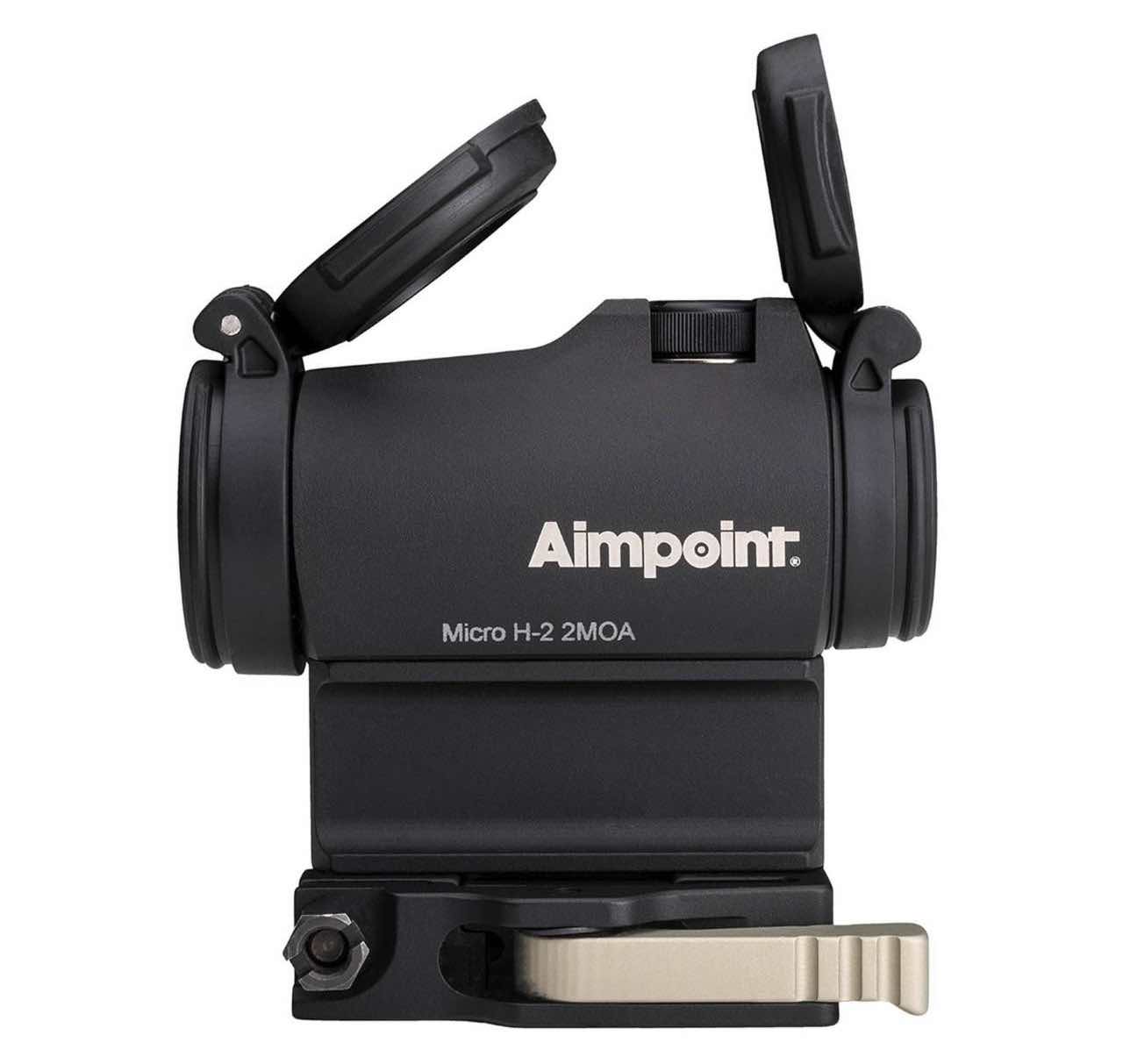 Aimpoint Micro H-2 red dot sight with flip covers.