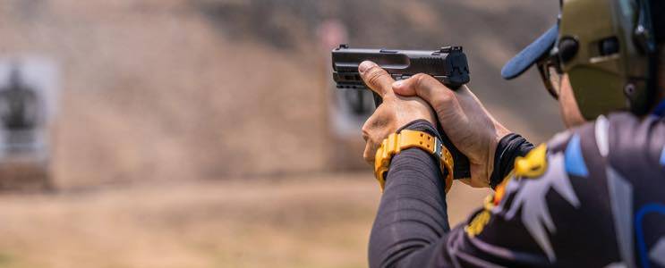 Man shooting Mozambique Drill