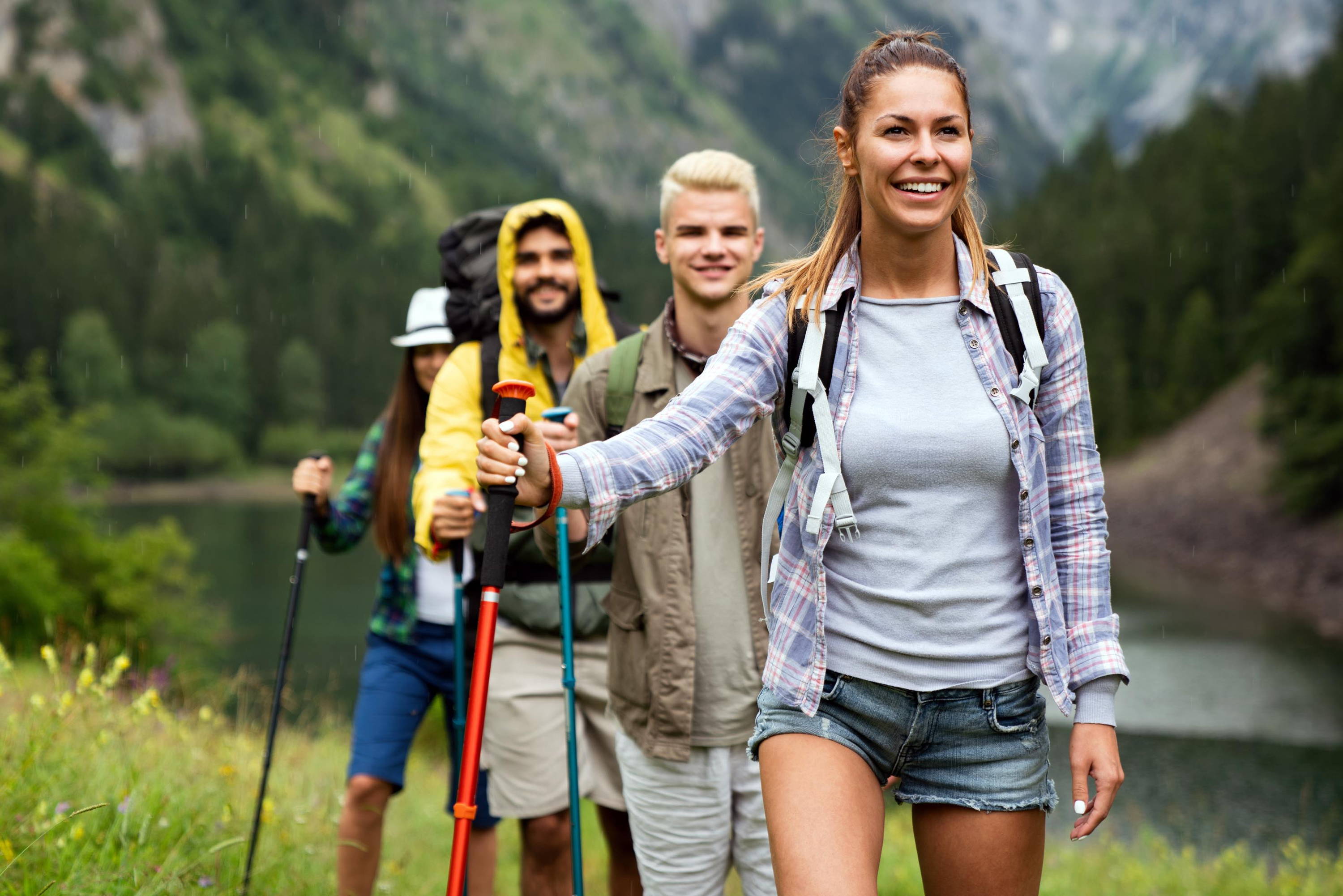 Group of Hikers Hiking