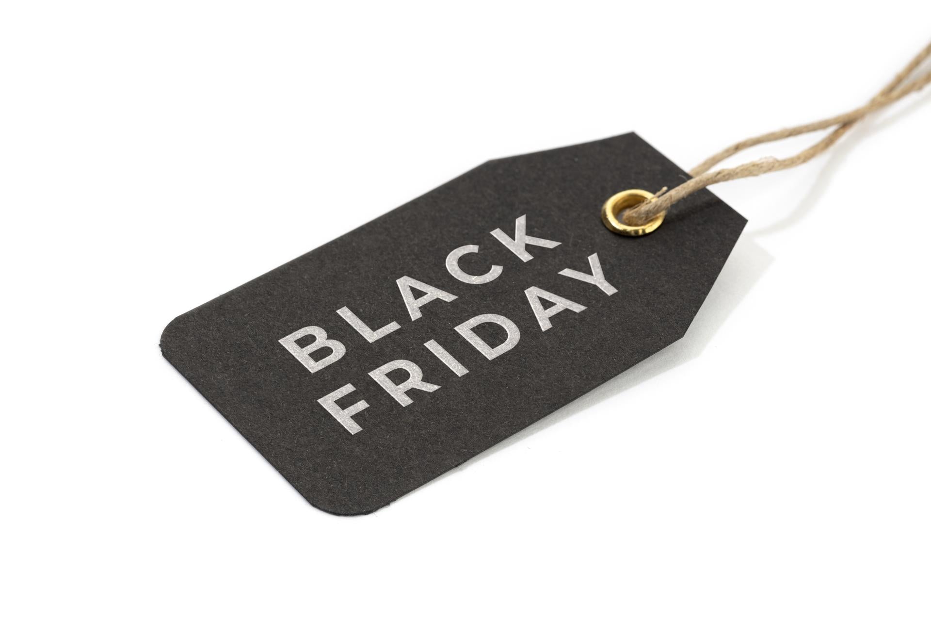 Black friday tag isolated on white background