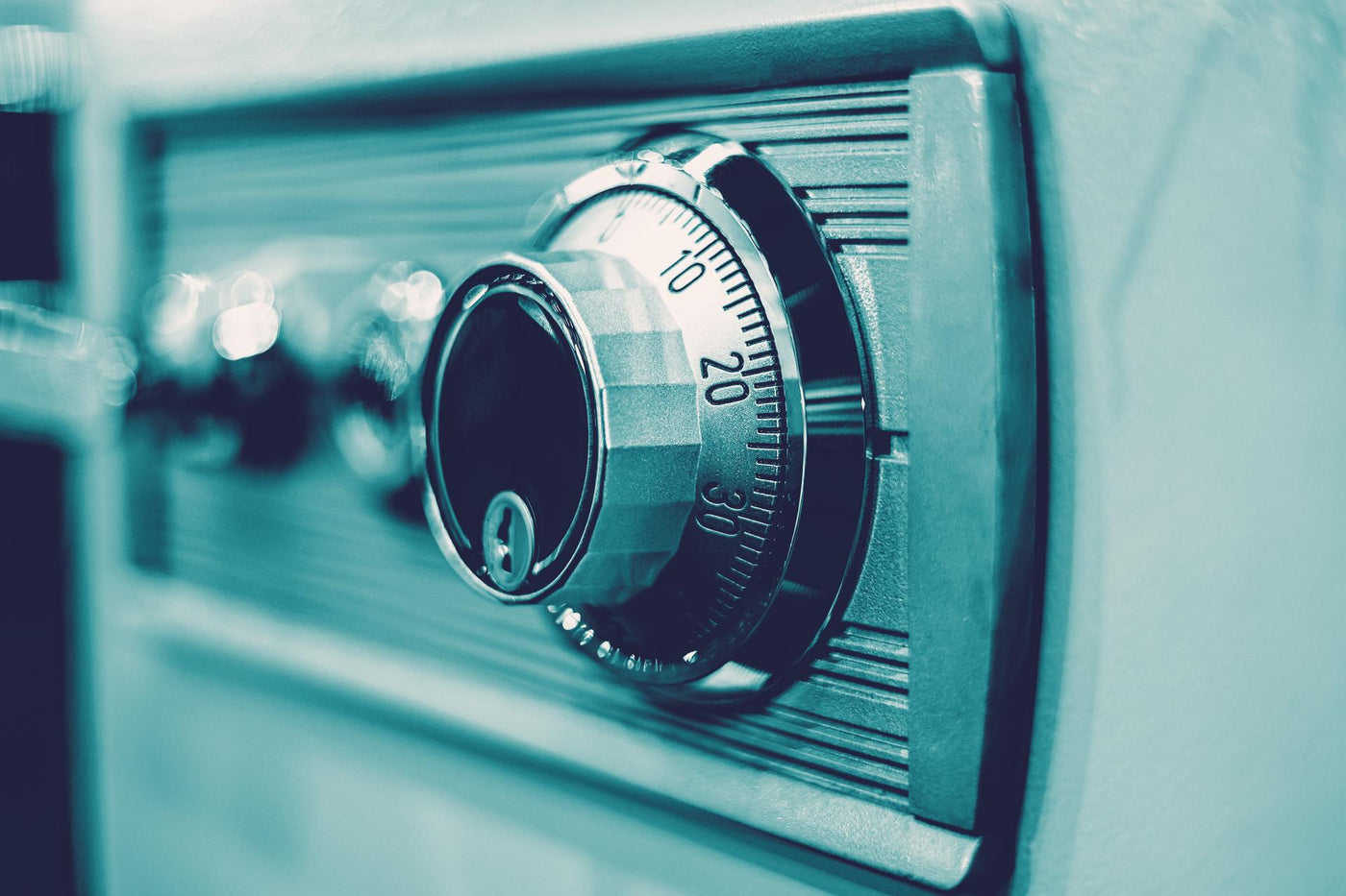 closeup rotation dial number key lock on safe box for security code image concept