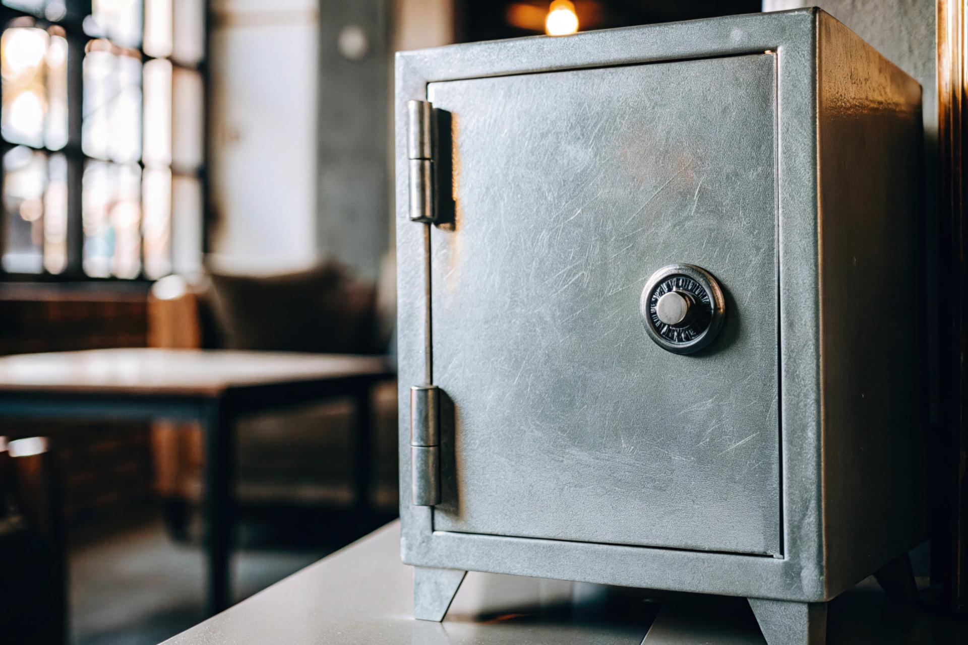Metal Bank Locker with Combination Lock Security Storage Corner Of A Room