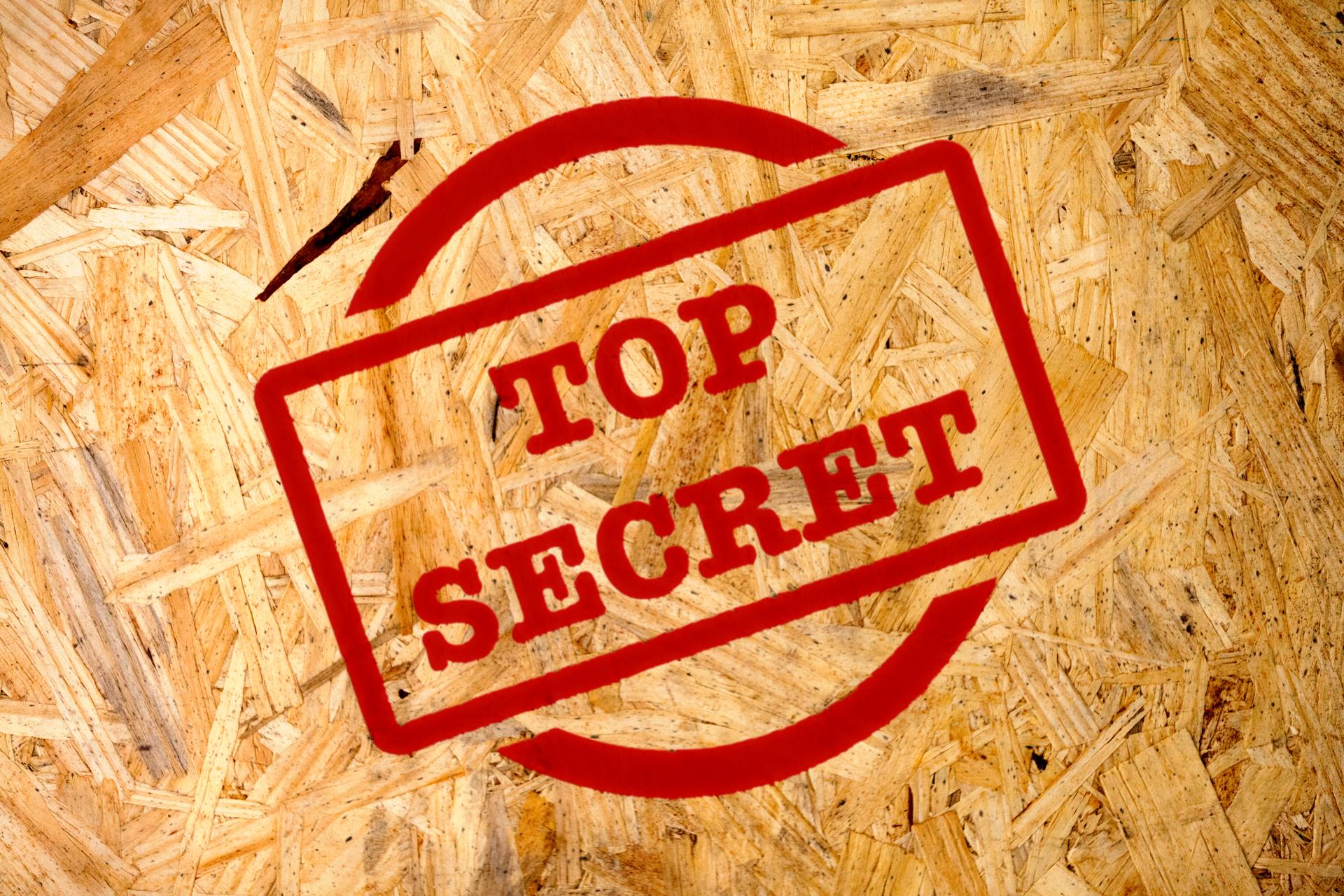 Top secret stencilled on a cargo crate