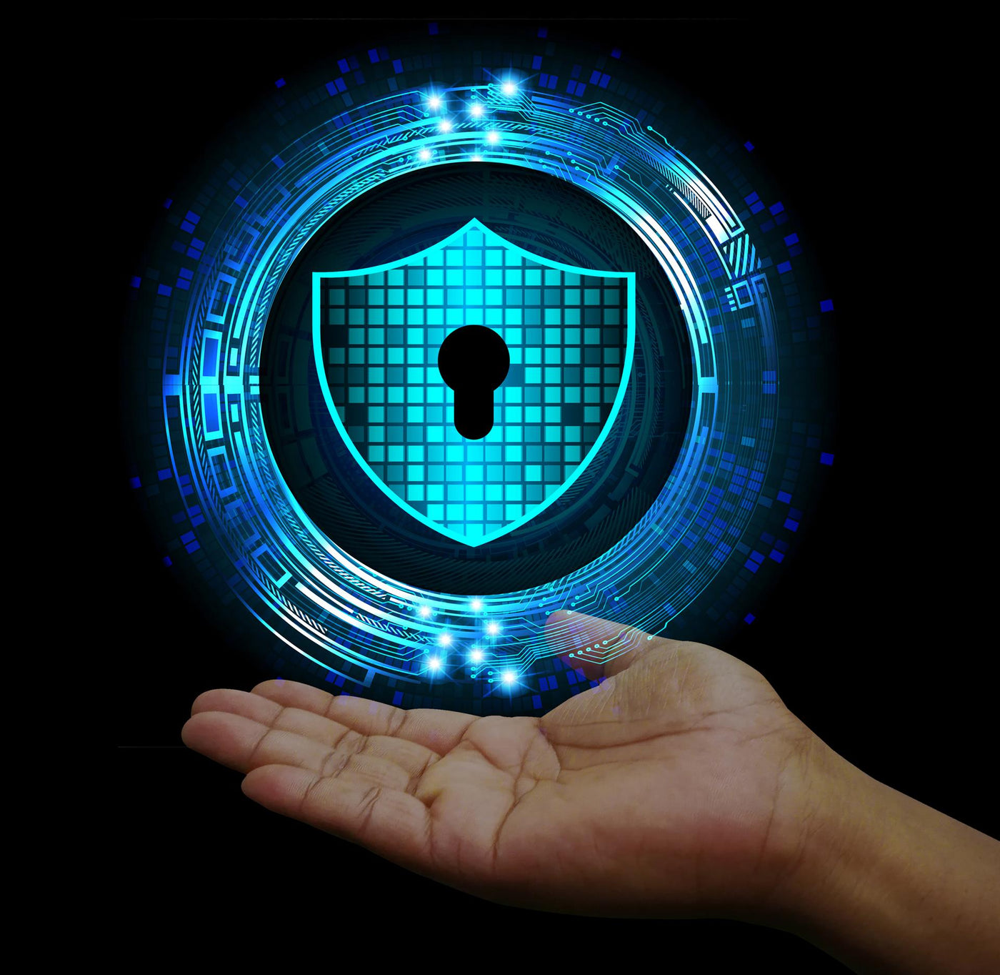 Closed Padlock on digital background, cyber security