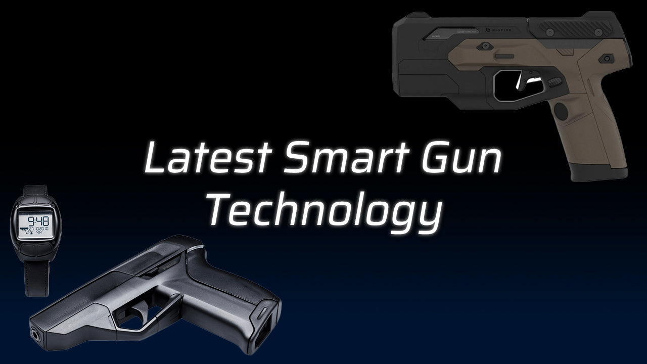 Latest Smart Gun Technology with firearms and a smartwatch.