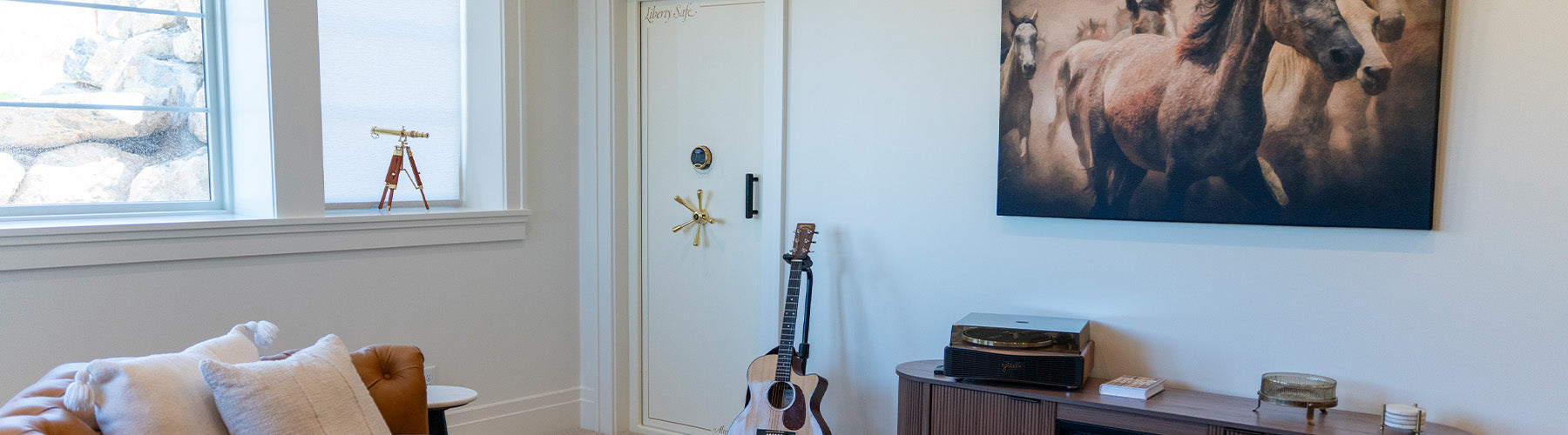 A Liberty Beast Vault door built into a home office