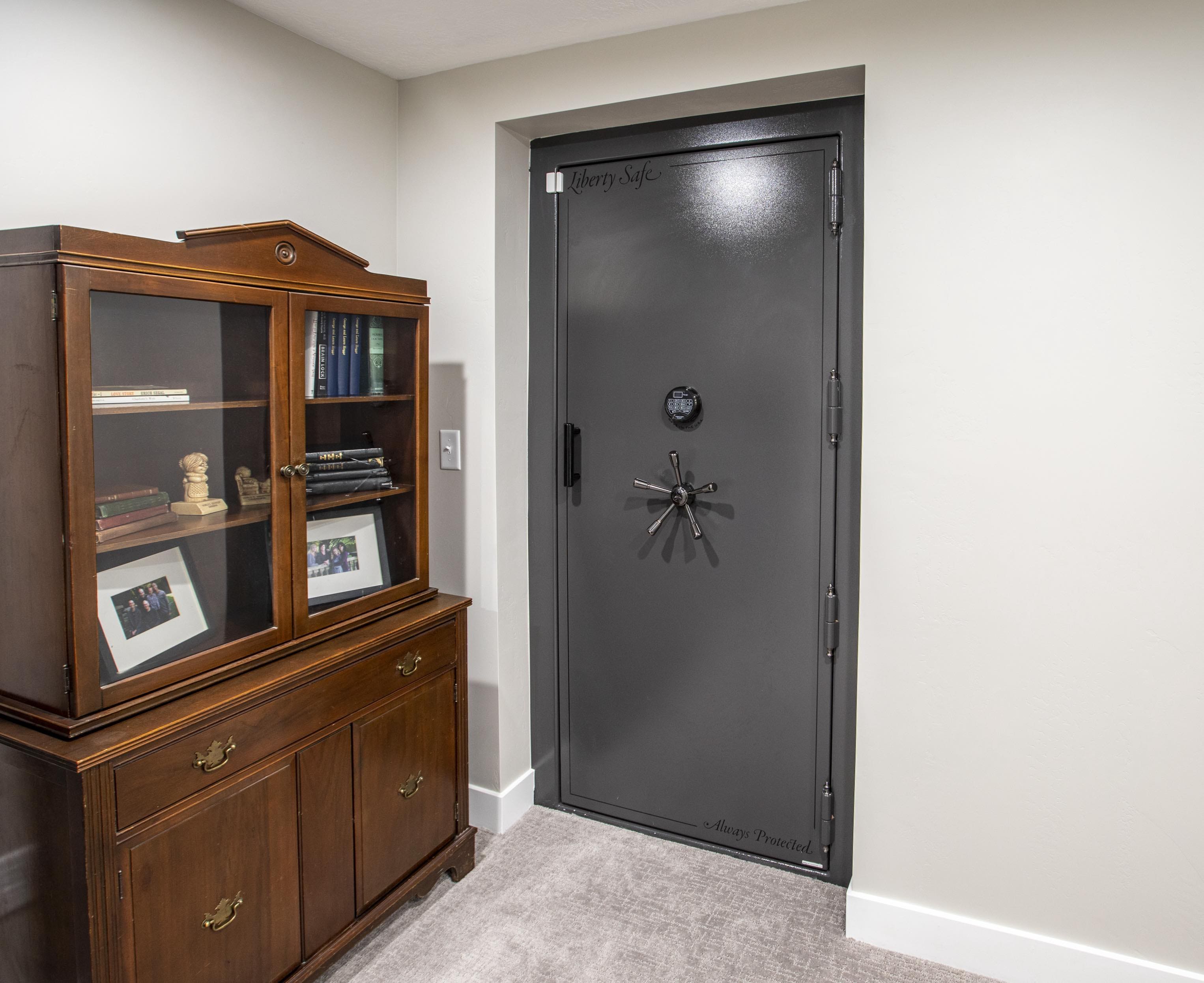 Vault door installed in basement