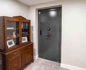Vault door installed in basement