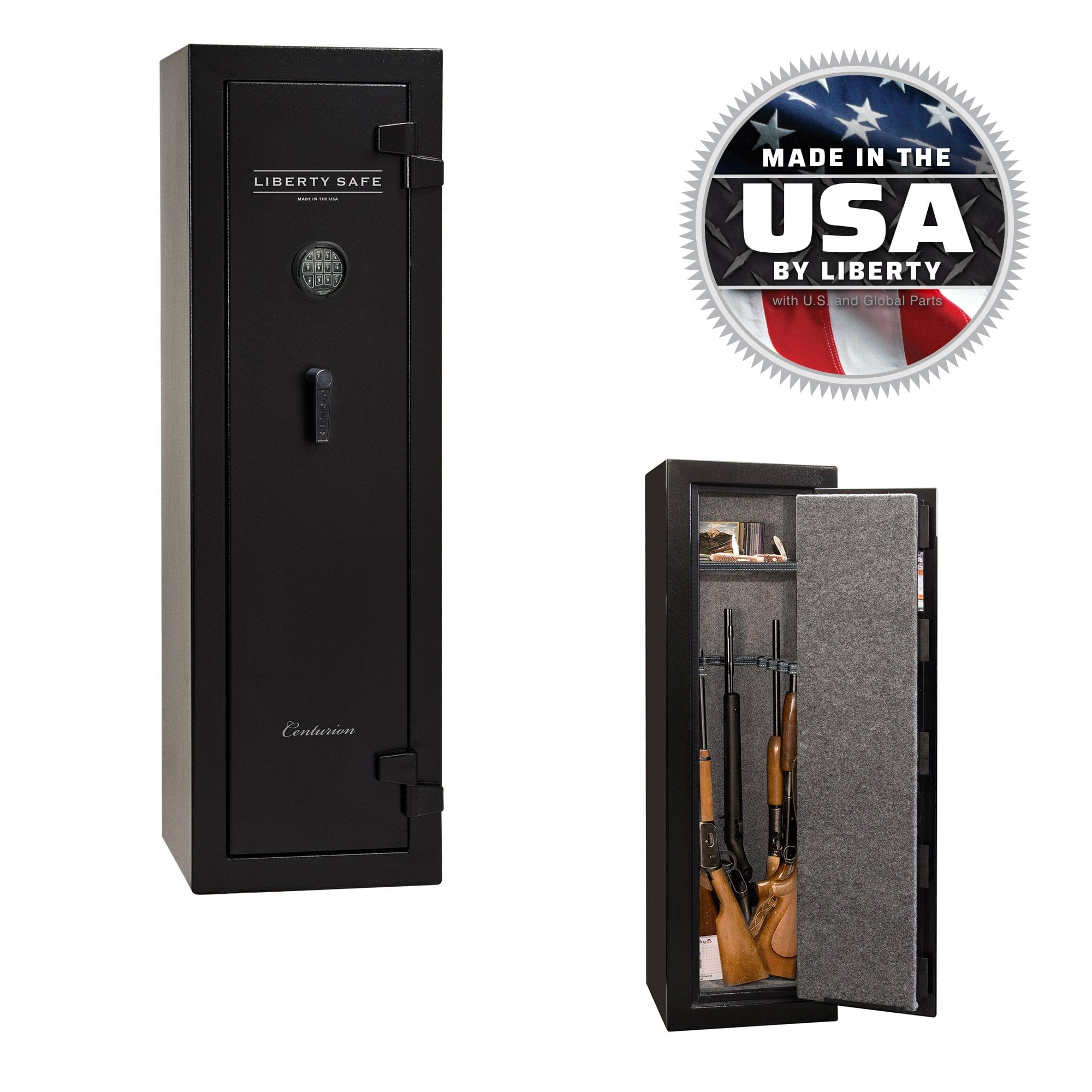 Centurion 12 OPTIONS_HIDDEN_PRODUCT Liberty Safe Textured Black / Gray Fabric / Chrome Hardware / SecuRam TopLit / No Door Panel