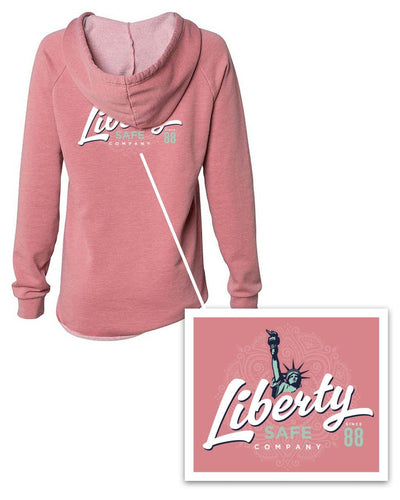 Dusty Rose V-Neck Hooded Pullover (Women) Apparel Liberty Accessory
