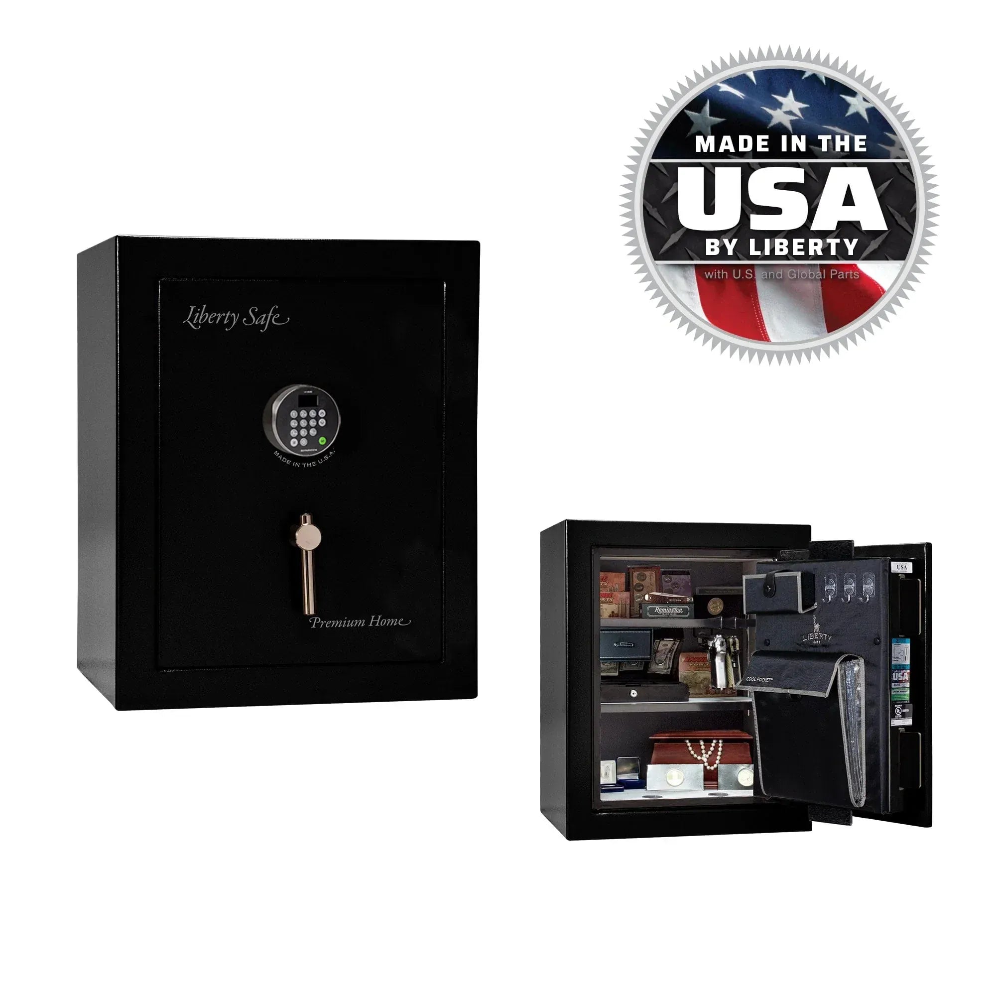 Premium Home Safe 08 OPTIONS_HIDDEN_PRODUCT Liberty Safe Mirror Black / Silver Velour / Black Chrome Hardware / Dormakaba  702D