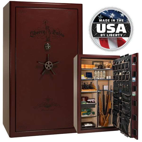 Presidential 50 OPTIONS_HIDDEN_PRODUCT Heavy Liberty Safe Burgundy Marble / Beige Velour / Black Chrome Hardware / Mechanical Lock / Pin Dot Velour