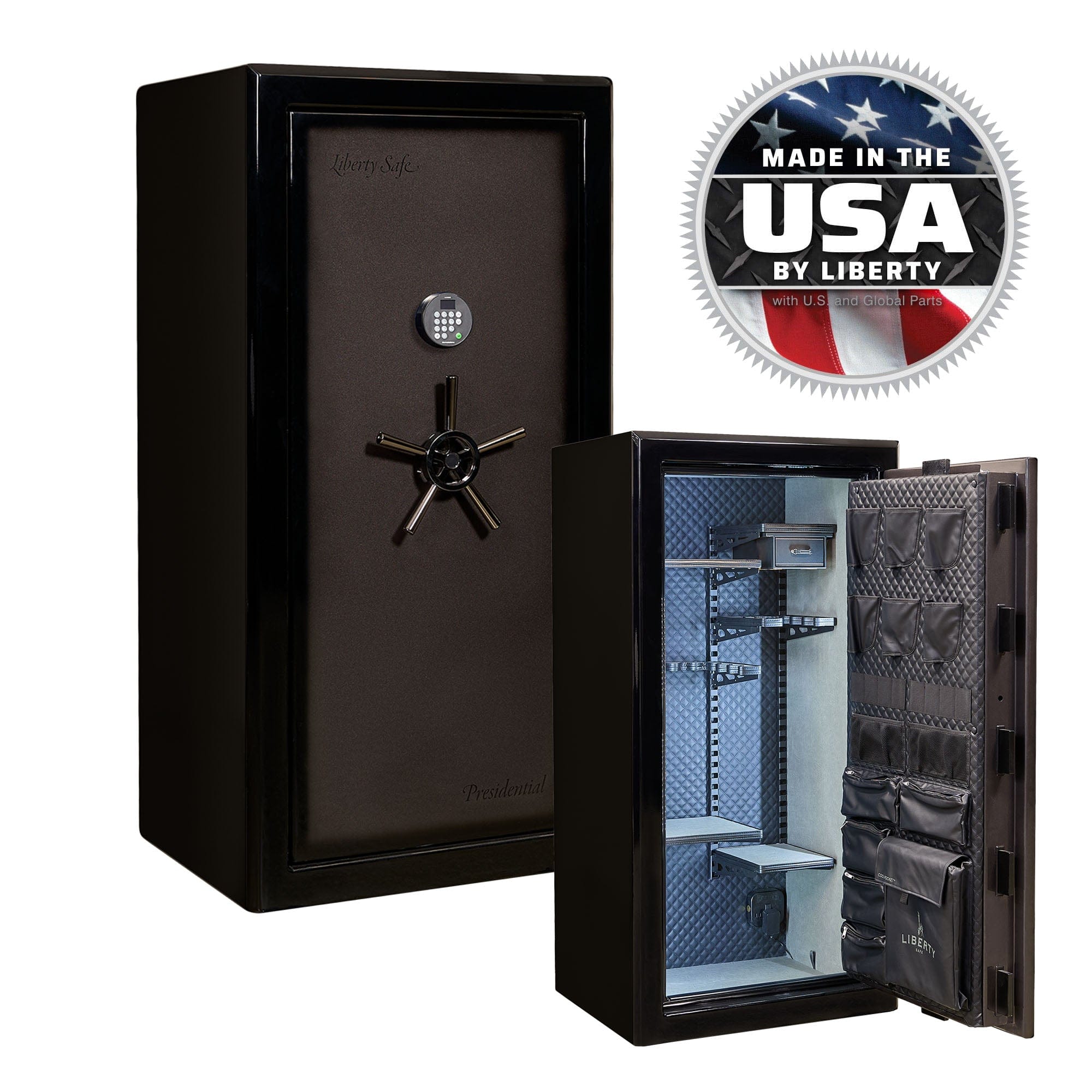 Presidential Signature 25 OPTIONS_HIDDEN_PRODUCT Heavy Liberty Safe Gray Charcoal Gloss / Faux Leather / Black Chrome / Dormakaba  702D