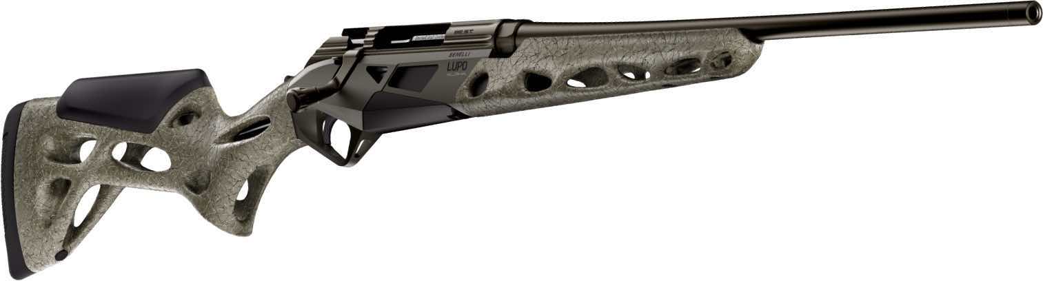 A modern rifle with a sleek design and adjustable stock.