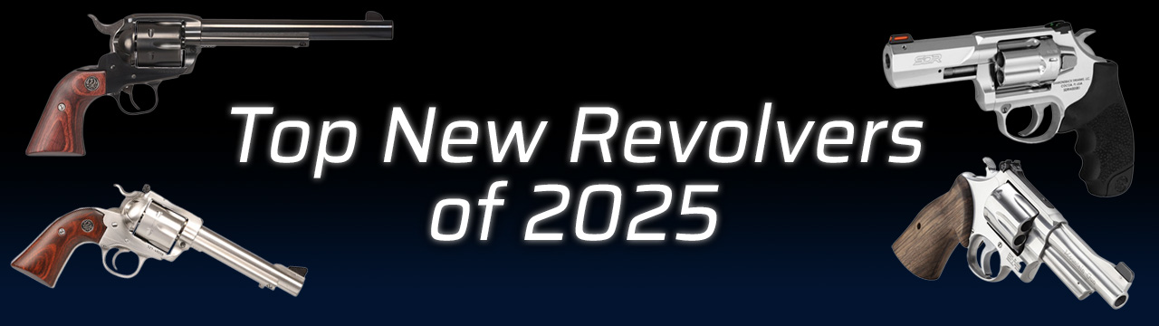 Four revolvers with the text 